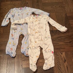 Magnetic Me Light Blue and Cream Animal Print Footies